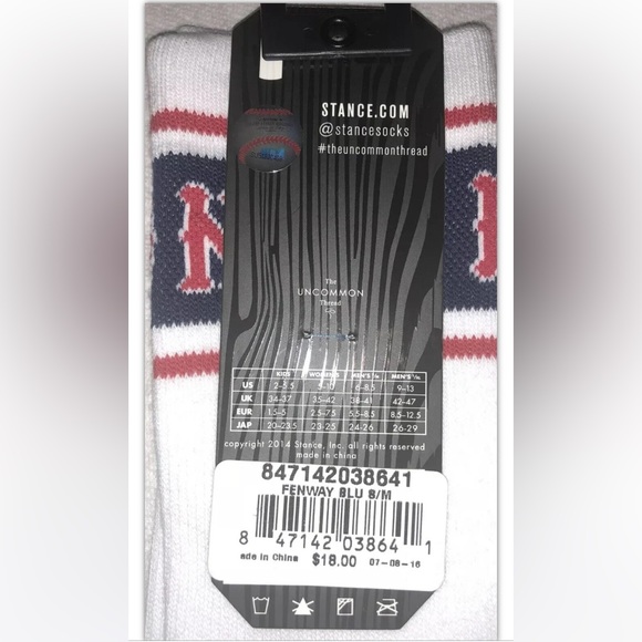 Stance Boston Red Socks Crew 1 Pair Mens 6-8.5 Baseball MLB Red White Blue BoSox - Picture 2 of 6